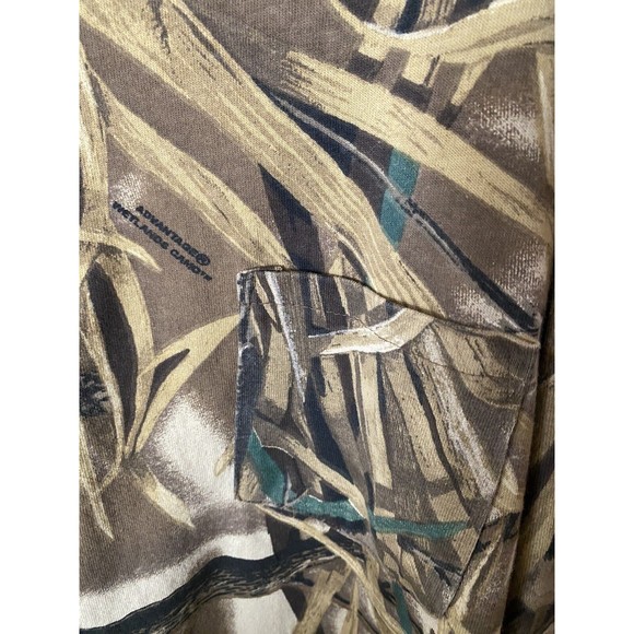 Vintage 90s SASQUATCH Real Tree Waterfowl Camo Long Sleeve Henley Tee SZ XL USA - Picture 6 of 12